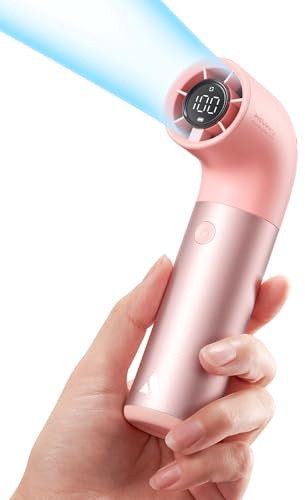 Aecooly Tragbarer Handventilator, Leistungsstarker Turbo-Lüfter mit 19000 U/min, Aero Pro, Bis zu 15 Std. Kühlzeit, 6 Geschwindigkeiten, Aluminiumgehäuse, Mini-Design für Reise, Strand & Outdoor-Pink