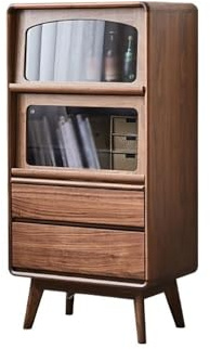 Mueble para Licores Librería de Madera Maciza de Nogal de 60 x 40 x 122 cm, Mesa de almacenaje Junto al sofá del salón, Mueble bajo de almacenaje. Armario De Almacenamiento