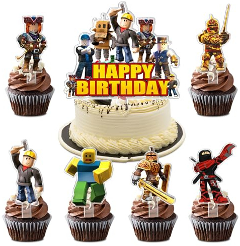 7 Piezas Cake Topper Rob, Decoración Tarta Rob, Decoración de Pastel, Decoracion Cupcake, Decoracion Cumpleaños, Niños y niñas, Fiestas Cumpleaños Infantiles, Fiestas Temáticas, Aniversarios