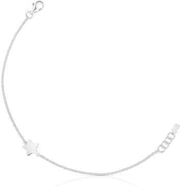 TOUS Pulsera Cadena para Mujer de Plata de Primera Ley y Motivo Estrella, 17.5cm de Largo, Colección Motivos