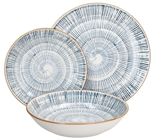 Tognana Virtuo Blue, Juego de vajilla para 6 personas 18 piezas, Porcelana, Azul
