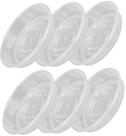 AKOOSY 6 Bandejas Redondas de Plástico para Plantas Interiores y Flores, Platillos Transparentes para Protección de Muebles y Riego por Goteo en Balcones y Jardines