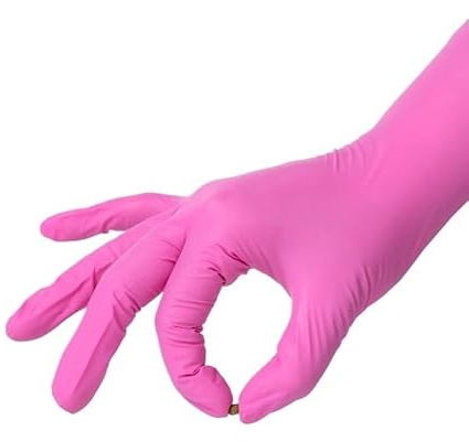20/50/100 pezzi 3,5 mil fucsia guanti monouso in nitrile lattice senza polvere pulizia domestica for donne tatuaggio bellezza estetista(Rose Red 20PCS M)