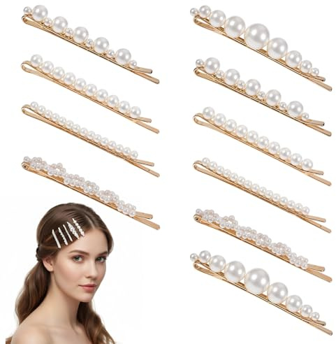 Shimmeroo 10PCS Pearl Hair Clip,French Pearl Hair Accessories Barrettes for Styling Wedding Bridesmaid Decorative Barrettes