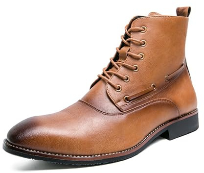 ENWIND Stivali Chukka da Uomo Classici Oxford Stivaletti Eleganti Leggeri Antiscivolo in Pelle con Lacci Stivaletti Desert alla Caviglia,Marrone,43 EU