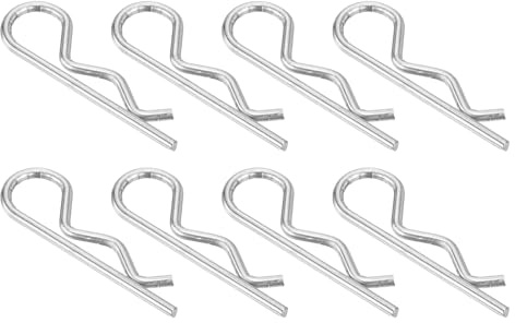 QUARKZMAN 8 Stück R-Förmige Federsplinte R-Clips Splint 4mm X 80mm Silber | Federbefestigung, 304 Edelstahl, Für Haushaltsgeräte Sportausrüstung Automechaniker Reparatur
