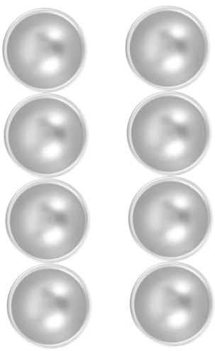 MOLUCKFU Stampo in Mezza Sfera 8 Pezzi Lega di Alluminio Argento | Stampo Charlotte, Superficie Antiaderente a Rilascio Facile, Uso per Lezioni di Pasticceria