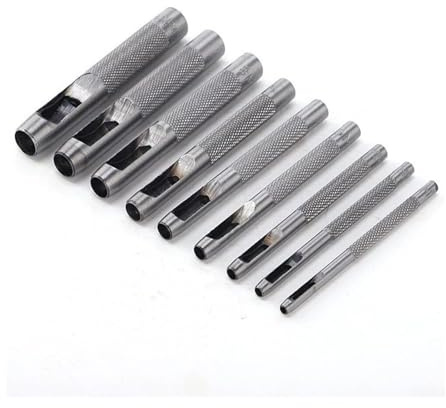 EGZASDI Leder-Lochzangensatz, 10-teiliges Locherset for Leder (1–10 mm), silberfarben, Stahl 45#, for, Dichtungen, Kunststoff und Gummi