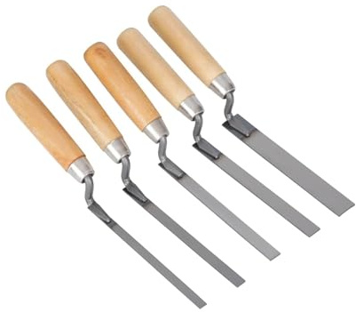 5Pcs Finger Pointing Trowel Set, 6/8/10/12/15mm Brick Jointer Wooden Handle