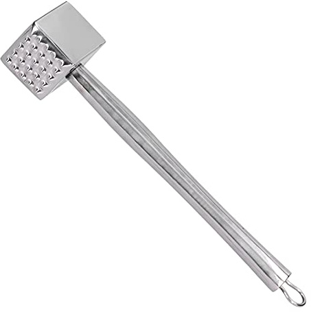 Martello batticarne resistente, martello da bistecca professionale con manico in acciaio inossidabile antiscivolo, utensile da a doppia faccia per allentare le fibre di carne,