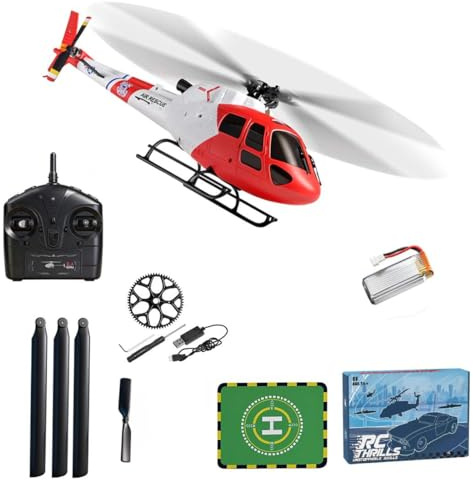 WL AS350 Ferngesteuerter Hubschrauber, 2.4G 4-Kanal 3-Blatt-Flybarless RC Helikopter mit Gyro, Altitude Hold, Optical Flow Positioning, Start mit Einer Taste, RC Flugzeuge Geschenk für Erwachsene K150