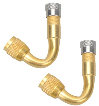 HOODANCOS 2 Pezzi Estensione Stelo Valvola Pneumatico 45° Raccordo Adattatore Aria per Auto Moto Bici Camper, Resistente e Indeformabile, Adatto a Valvole Standard Pneumatici