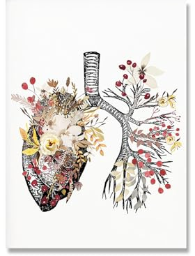 Supkancl Infermiera Medica Regalo Wall Art Stampe Cervello Anatomia Umana Poster su Tela Floreale Cuore anatomico Polmoni Doctor Office Home Decor(A,30x40 cm No Frame)