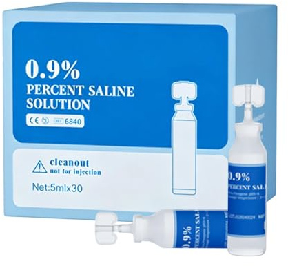 Tyinerc Fysiologisk koksaltlösning – 5 ml 0,9 % sterila rengöringsdroppar – 30 stycken saltlösning för näs- och sårvård | för daglig näspiercingsårrengöring för inomhus, utomhus,