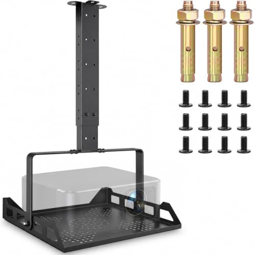 VexNook Projektorfäste, takfäste, justerbar höjd, universell projektortakfäste med kabelhantering, projektorhållare, tak, lastkapacitet 10 kg för hemmabio, kontor, skola, svart