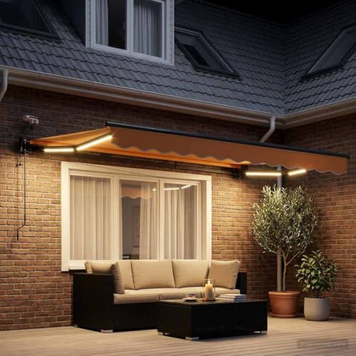 Tenda da sole elettrica retrattile sabbia 3,5 x 2 m | poliestere con rivestimento in poliuretano, telaio in acciaio verniciato a polvere, telecomando e manovella, semicassetta