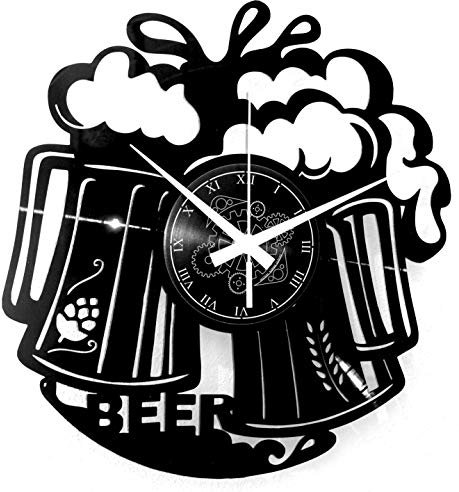 Instant Karma Clocks | Wanduhr mit Zwei Bierkrügen & Schaumkrone | Wanddeko für Bar, Küche & Bierliebhaber