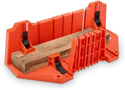 Miter Box, Woodworking Clamping Mitre Saw Box Precision Hand Mitre Box with 22.5° 45° 90 ° 0° 4 Angle Slot Types and Double Sided Teeth for Accurate Cutting, 14 x 4.3 x 5.9inch
