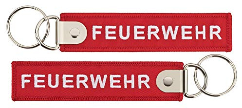 FEUERWEHR Schlüsselanhänger rot 120x27mm mit verstärktem Schlüsselring