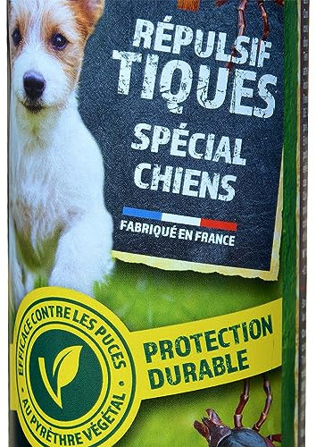 Répulsif Anti tiques, puces et moustiques pour Chiens, Spray de 500 ML