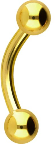 PIERCINGLINE Piercing de acero quirúrgico con forma de plátano | 2 bolas | barra curvada para cejas, pecho íntimo, oreja, etc. | tamaños y colores a elegir