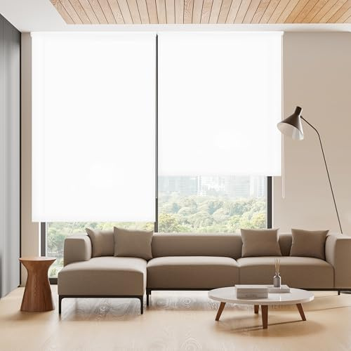 Blindecor Ara | Lichtdurchlässiges Rollo | Weiß | 110 x 175 cm (BxH) | Stoffgröße 107 x 170 cm | Rollos für fenster