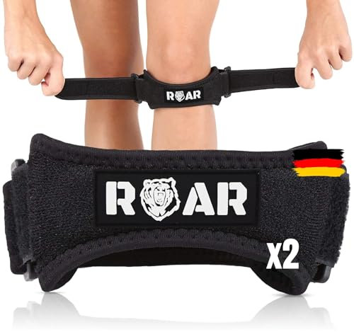 Roar® Pack 2x Tutore Ginocchio Rotula, Ginocchiera Rotulea, Fascia Ginocchio Menisco, Ginocchiera per Menisco, Fascia Ginocchio Legamenti, Tutore Rotula Ginocchio, Tutore Tendine Rotuleo