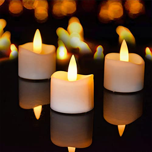 SingTok 12 Pack Timer Tea Lights Candles Battery Operated, Flameless Flickering LED Votive Flicker Timer Tealight, Electric Fake Candle Bulk for Christmas Party Halloween Pumpkin Light Decorations