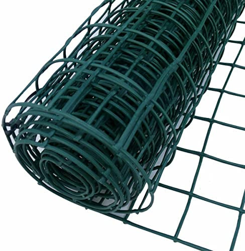 PaulStore PVC Coated Wire Mesh Fencing 10M x 0.9M Height Green Galvanised Garden Fence (0.9M x 10M x (Mesh 25mm))