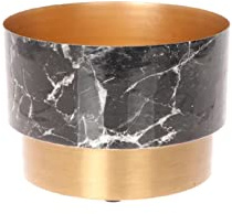 Pandecor Ciotola Coppa in metallo effetto marmo nero e oro d. 35,5 x h. 23 cm