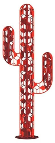 Jardinex Cactus métal 3 Branches Origami - Rouge 170 cm