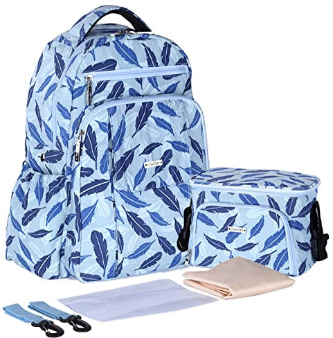 SONARIN Baby Wickelrucksack Wickeltasche mit Kinderwagentasche,Große Kapazität Wasserdicht Babytasche Wickeltasche Rucksack Reisetasche mit Wickelunterlage & Kinderwagen Haken(Blau)