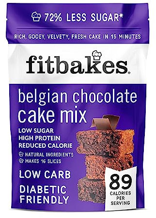 Fit Bakes : 89 Calorie Chocolate Cake Mix (16 slices) Keto cake mix, 5g Protein Brownie, Low Carb Snacks Keto Chocolate Diabetic Treats, Low Sugar, Low Calorie Snack Protein Pudding, Fitbakes At Home