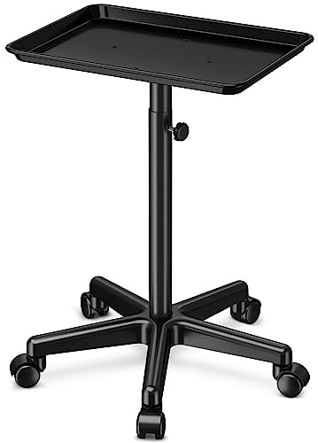 DEER BEAUTY Aluminum Salon Tray Cart with Wheels, Adjustable Trolley
