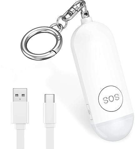 Brifit Persönlicher Alarm, 130dB Taschenalarm mit Stroboskop LED Blitzlicht-Signal, Panikalarm USB Aufladbar, Selbstverteidigung Schlüsselanhänger Schrillalarm für Frauen/Kinder/Senioren