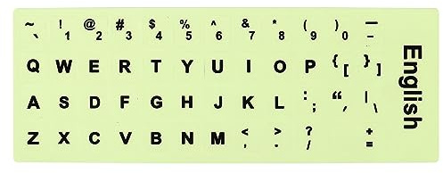 PATIKIL English Keyboard Stickers Glow in the Dark, Luminous Universal Keyboard Replacement Cover for Notebook Desktop Computer, Black Lettering