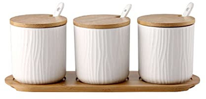 MAYABI Sucrier en céramique, verseur à Sucre Solide, scène de Cuisine-Blanc Gris-Pot de 300 ML : Gris Vert, Taille : 300 ML (Color : White 3 Set, Size : 300ml)