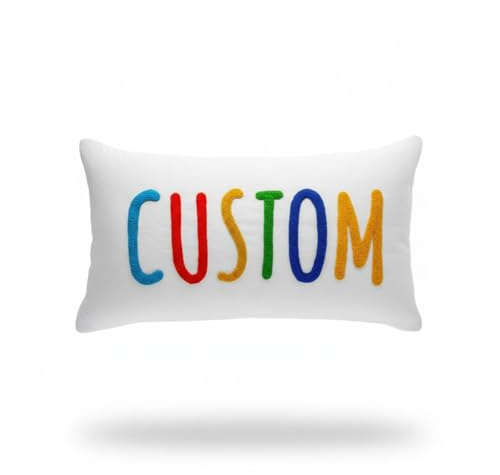 Custom Punch Needle Pillow – Personalized Embroidered Cushion – Design Your Own Name, Date, Quote & Symbol – Handmade Home & Nursery Décor – Soft 100% Cotton Cover, Multiple Sizes – Unique Gift Idea