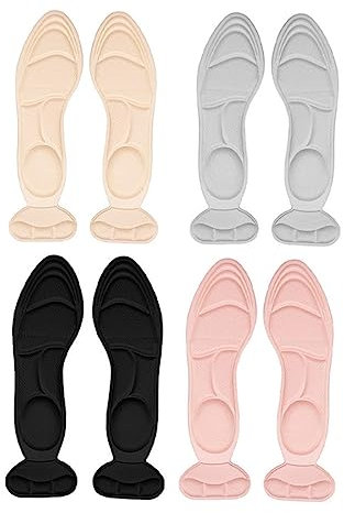 Mobestech 4paare Atmungsaktive Einlegesohlen Mit Fersenschutz Rutschfeste Schweißabsorbierende Pads Für Und Unterstützung Bei Fußschmerzen Design Farben