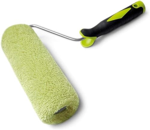 Quercos. Rullo Facciata Filato Verde. Rullo di vernice professionale arrotondato. Rullo vernice facciata 22 cm x Ø60 mm. Manico bicomponente. Poliammide 18 mm.