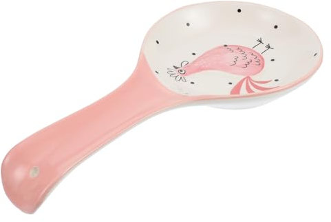 PRETYZOOM Ceramic Spoon Rest Kitchen Spoon Holder Pink for Cooking Utensil Organization Dinner Table Decoration