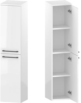 Furni Weiss hängend Bad Hochschrank mit Eleganter Schwarzen Griffen Badschrank Hochschrank für Badezimmer Badezimmer Hochschrank Badezimmerschrank
