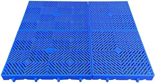 MekUk Kunststoffpalette Leichte, ineinandergreifende, atmungsaktive Gitter-Artikelregale aus Kunststoffpaletten for den Garagen-Supermarkt-Keller für Zwinger, Garten, Keller, Patio (Color : Blu, Siz