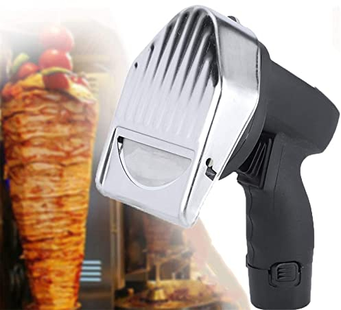 MLUENF Affettatrice per Kebab, Macchina per Barbecue Giroscopica Ricaricabile a Batteria, Coltello per Tagliacarne in Acciaio Inox a Spessore Regolabile per Tagliare Agnello Kebab Turco Tacchino
