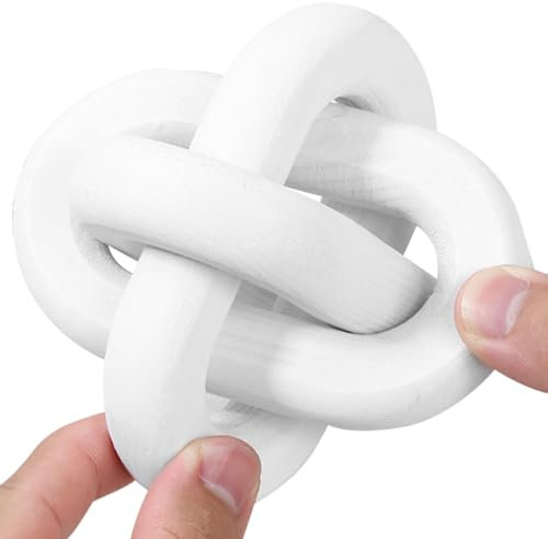 BAODBF Decorazione a catena in legno a 3 maglie con nodo in legno bianco/nero, nodo in legno decorativo, nodi rustici in legno, decorazione per soggiorno, camera da letto, ufficio, 12 x 12 x 12 cm