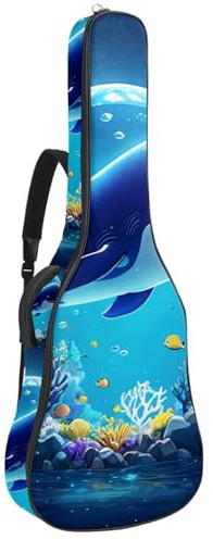 Gitarrentasche, wasserdichte Gigbag für 40/41/42 Zoll Akustikgitarre mit Zubehörfach, Schutzschicht, Wal Kristallkugel, Mehrfarbig Nr. 04, 42.9x16.9x4.7 in, Gitarrentasche