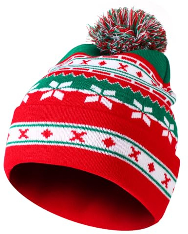 TAGVO Jultomtehatt, unisex julhattar för vuxna och barn, julfest tillbehör cosplay kostym hår, K-röd-12, M
