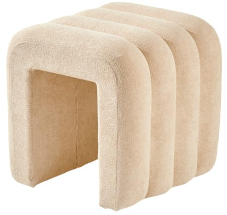 Zedelmaier Hocker mit Holzfüßen – Sitzhocker & Pouf für Wohnzimmer, Schlafzimmer & Flur (Beige)