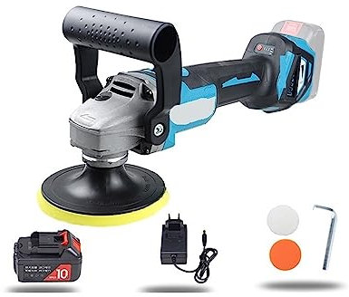 DIKAMAN Smerigliatrice da banco, levigatrice a Nastro, Lucidatrice Senza spazzole Senza Fili con Regolazione a 6 velocità Lucidatrice elettrica for ceratura for Auto da 125 mm per affilare(Kit 4)