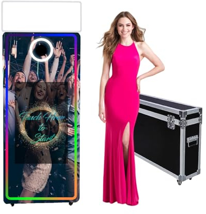 WideMeet Spiegel Photo Booth 32 Zoll Touch Screen Magic Mirror Booth Machine DSLR Photobooth Selfie 65 Zoll Photobooth Maschine für Hochzeit Party Event (Weiß, 65 Zoll / 32 Zoll Bildschirm)